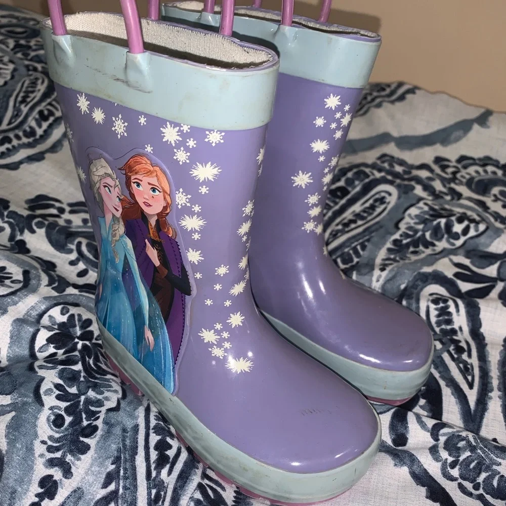 Whimsical Purple and Blue Rain & Snow Boots - Picture 1 of 2